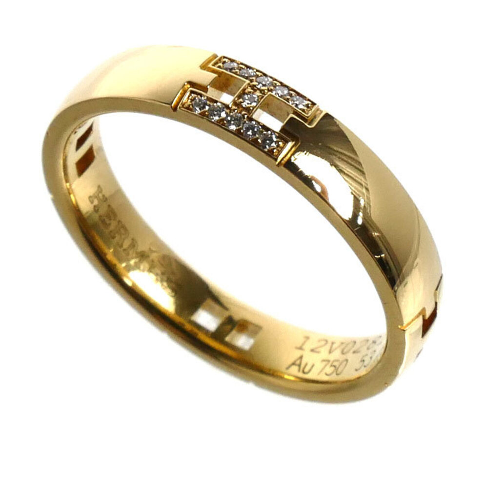 HERMES Hermes 18KYG Yellow Gold Hercules Ring with Diamonds, Size 53, 4.0g, W...